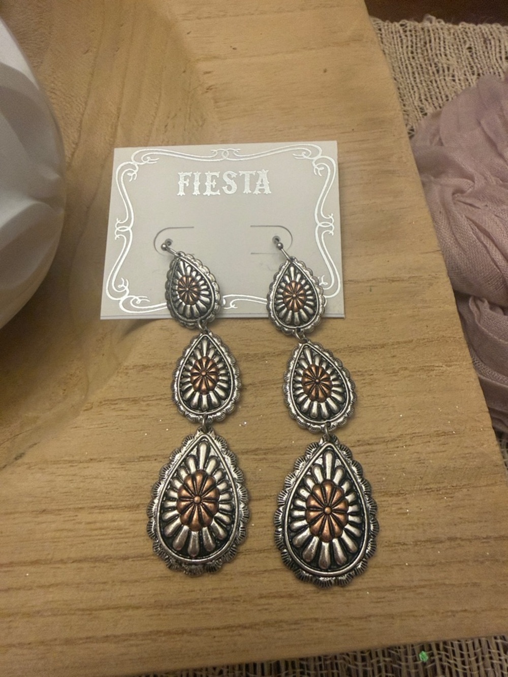 Fiesta Cowgirl Western Concho Dangle / Drop Tiered Earrings